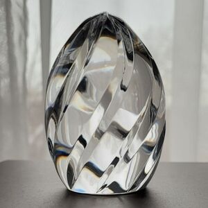 Modern Twisted Glass Art Piece, Egg Shaped, Paper Weight